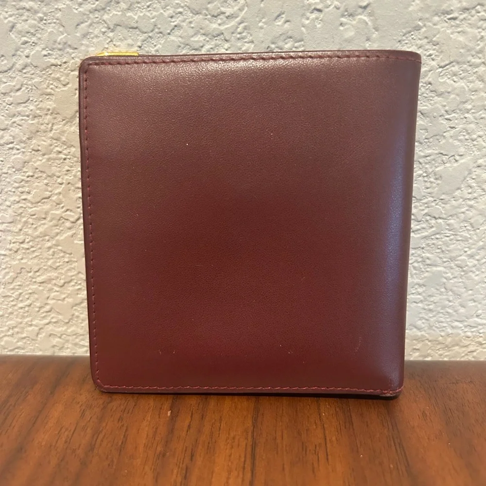 Cartier Burgundy Leather Wallet with Gold Corner Accents